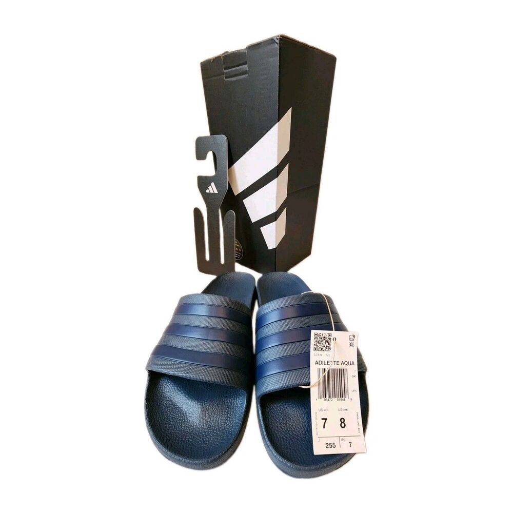 Adidas Adilette Aqua Slip On Sandals Slides Dark Blue Summer IF0895 Mens Size 7